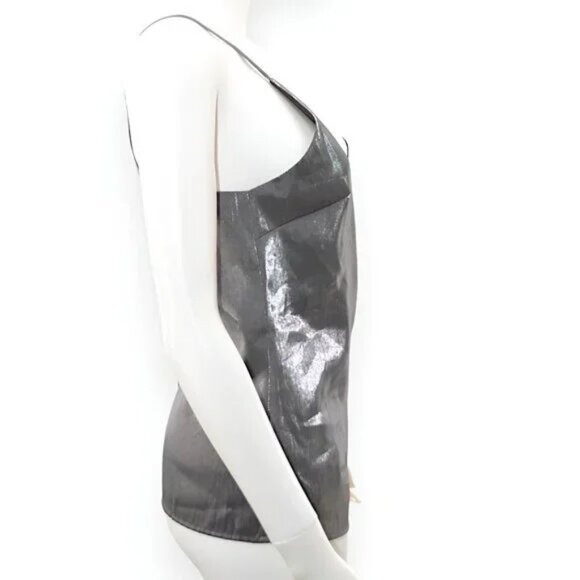 NWT Banana Republic Pewter Silver Metallic Foil Party Slip Dress Tank Top S - Picture 2 of 5